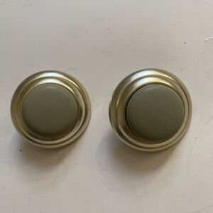 Vintage Round Silver and Gray Large clip on earrings